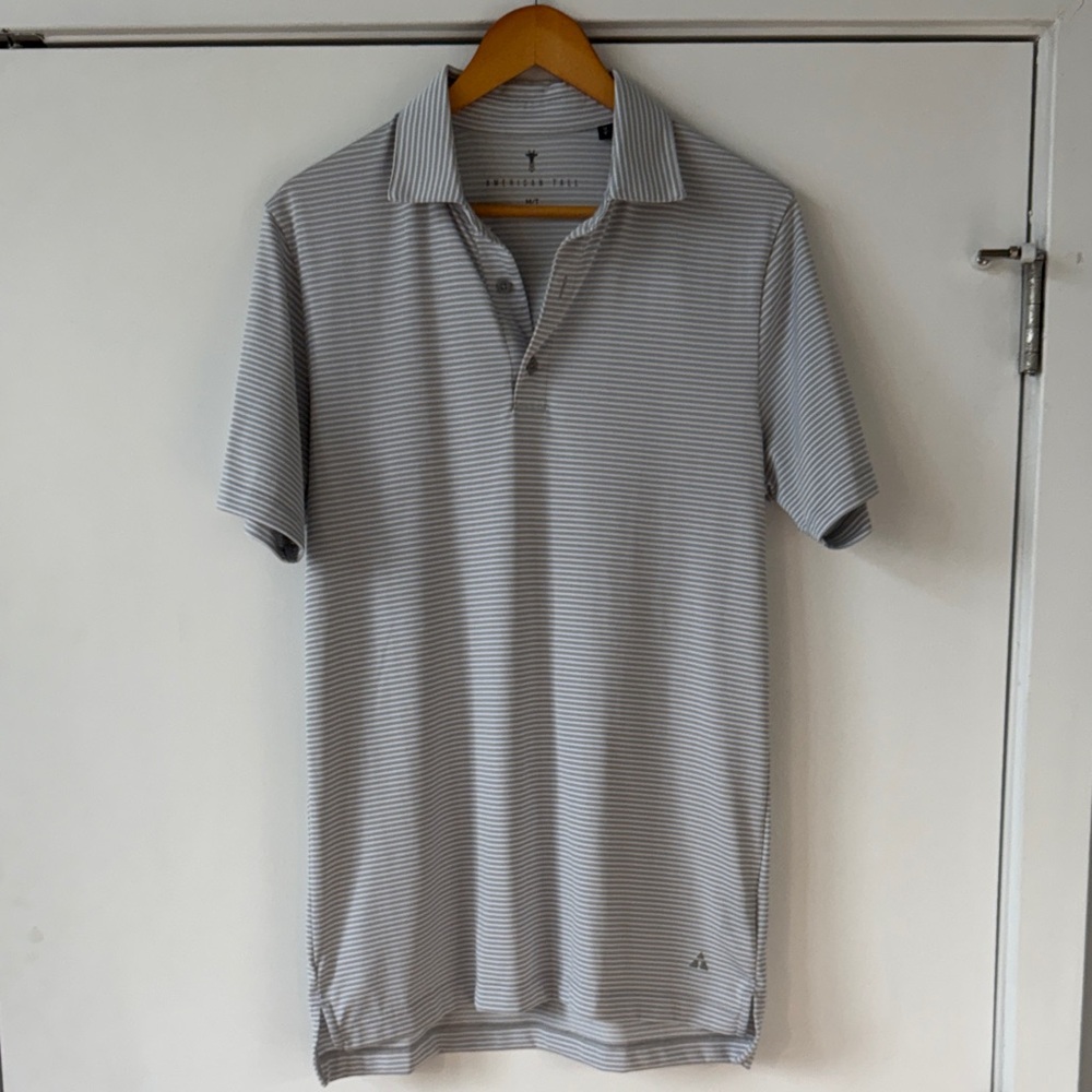 American Tall Gray Striped Polo Shirt